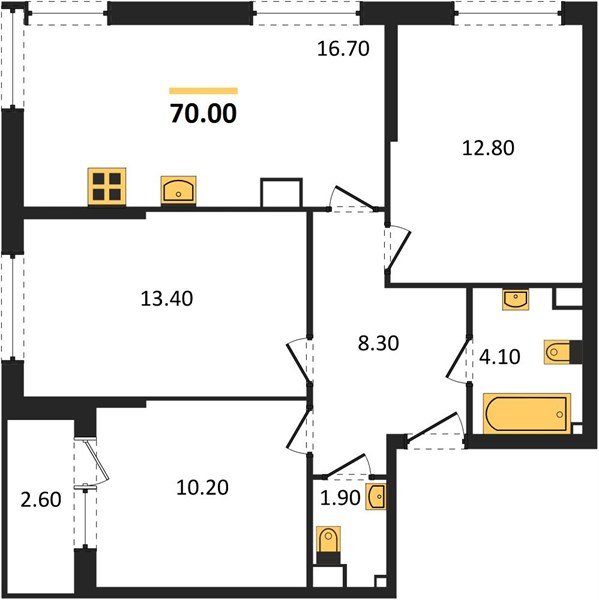 Фото №1: 3-комнатная квартира 70 м² - Краснодар, Прикубанский внутригородской округ, мкр. Догма Парк