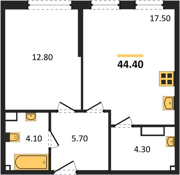 Фото №1: 1-комнатная квартира 44 м² - Краснодар, Прикубанский внутригородской округ, мкр. Догма Парк