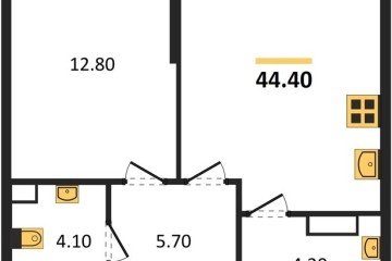 Фото №1: 1-комнатная квартира 44 м² - Краснодар, мкр. Догма Парк, 