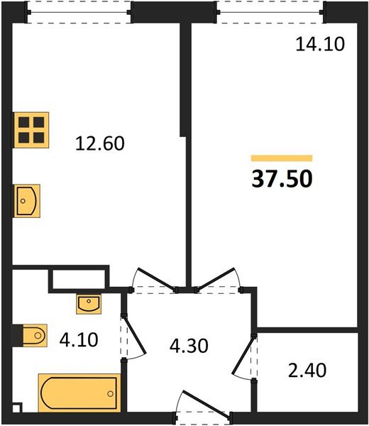 Фото №1: 1-комнатная квартира 37 м² - Краснодар, Прикубанский внутригородской округ, мкр. Догма Парк