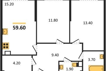 Фото №1: 2-комнатная квартира 59 м² - Краснодар, мкр. Догма Парк, 