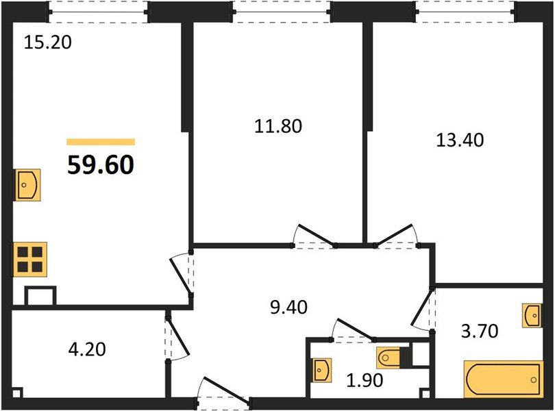Фото №1: 2-комнатная квартира 59 м² - Краснодар, Прикубанский внутригородской округ, мкр. Догма Парк