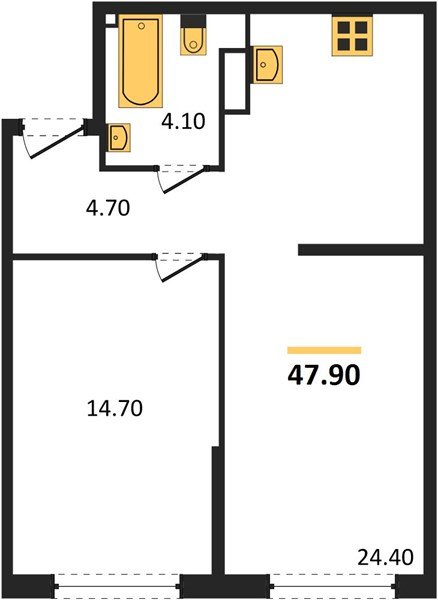 Фото №1: 1-комнатная квартира 47 м² - Краснодар, Прикубанский внутригородской округ, мкр. Догма Парк