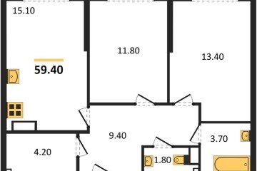 Фото №1: 2-комнатная квартира 59 м² - Краснодар, мкр. Догма Парк, 