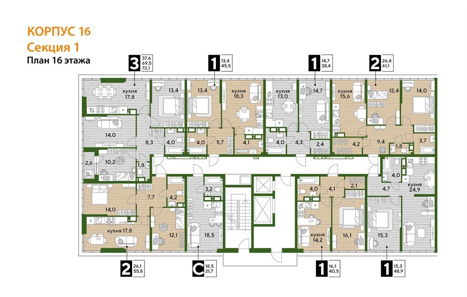 Фото №8: 2-комнатная квартира 61 м² - Краснодар, Прикубанский внутригородской округ, мкр. Догма Парк