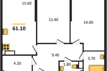 Фото №1: 2-комнатная квартира 61 м² - Краснодар, мкр. Догма Парк, 