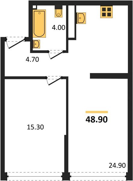 Фото №1: 1-комнатная квартира 48 м² - Краснодар, Прикубанский внутригородской округ, мкр. Догма Парк