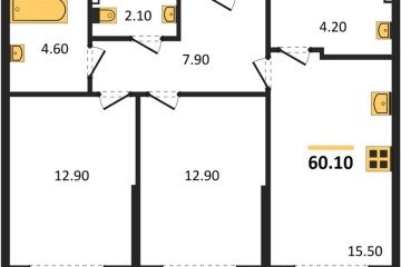 Фото №1: 2-комнатная квартира 60 м² - Краснодар, мкр. Догма Парк, 