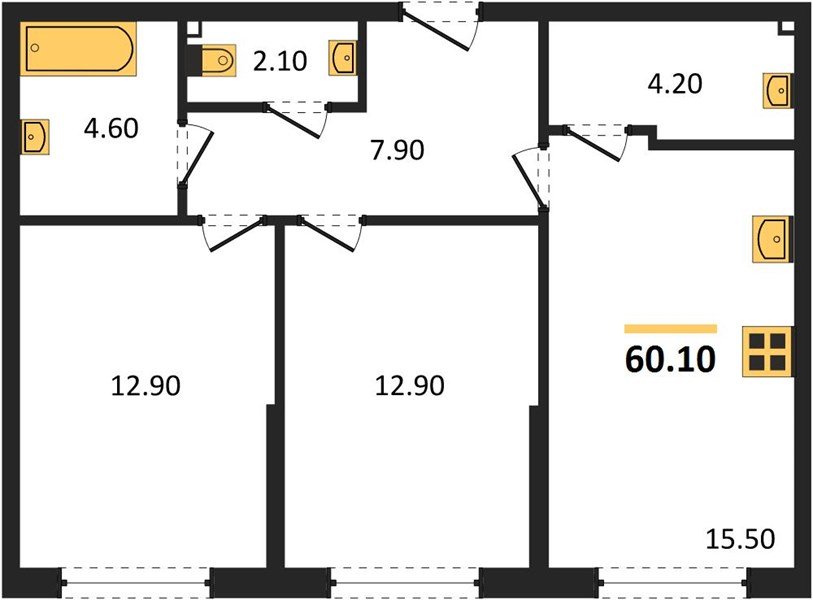 Фото №1: 2-комнатная квартира 60 м² - Краснодар, Прикубанский внутригородской округ, мкр. Догма Парк