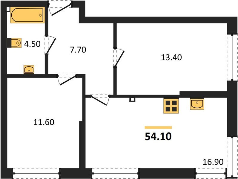 Фото №1: 2-комнатная квартира 54 м² - Краснодар, Прикубанский внутригородской округ, мкр. Догма Парк