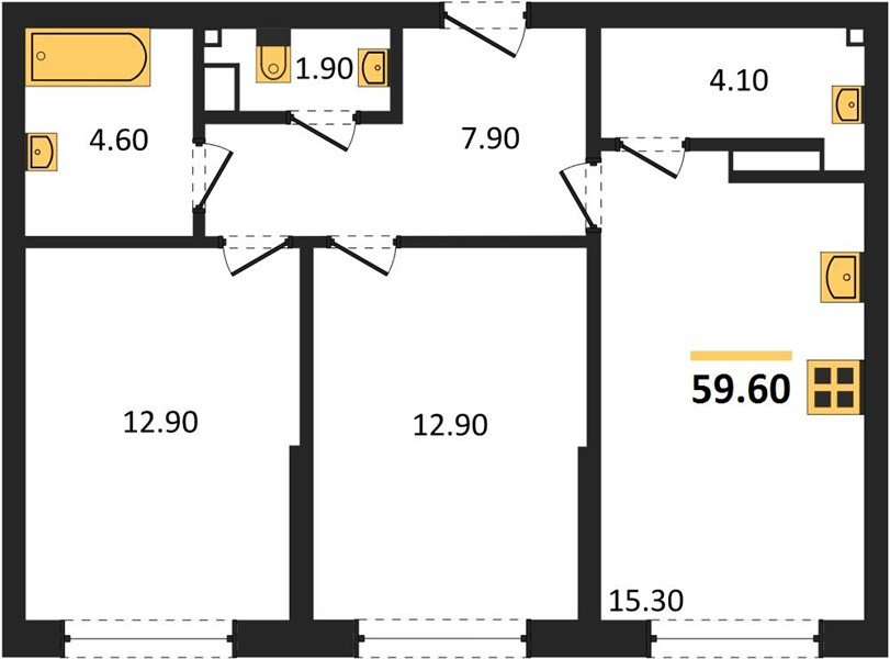 Фото №1: 2-комнатная квартира 59 м² - Краснодар, Прикубанский внутригородской округ, мкр. Догма Парк