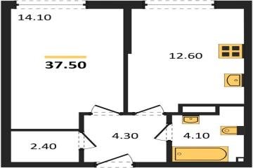 Фото №1: 1-комнатная квартира 37 м² - Краснодар, мкр. Догма Парк, 