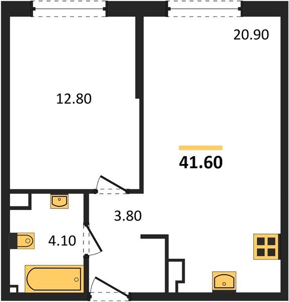 Фото №1: 1-комнатная квартира 41 м² - Краснодар, Прикубанский внутригородской округ, мкр. Догма Парк