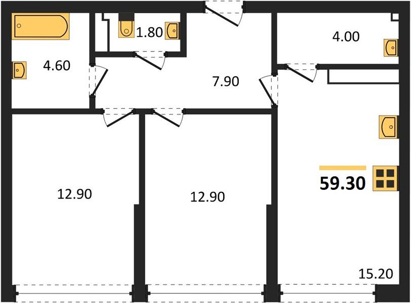 Фото №1: 2-комнатная квартира 59 м² - Краснодар, Прикубанский внутригородской округ, мкр. Догма Парк