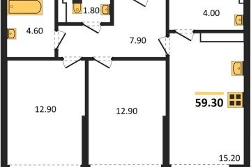 Фото №1: 2-комнатная квартира 59 м² - Краснодар, мкр. Догма Парк, 