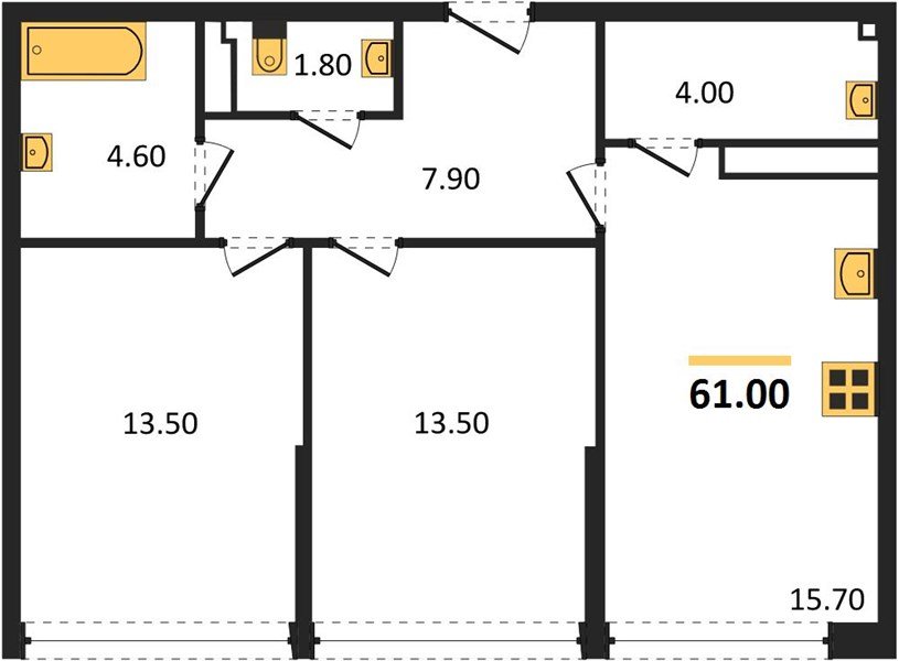 Фото №1: 2-комнатная квартира 61 м² - Краснодар, Прикубанский внутригородской округ, мкр. Догма Парк