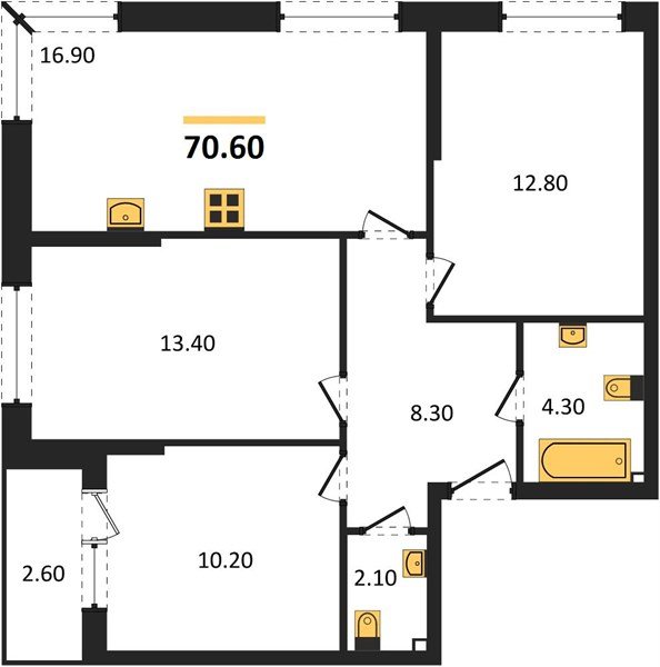 Фото №1: 3-комнатная квартира 70 м² - Краснодар, Прикубанский внутригородской округ, мкр. Догма Парк