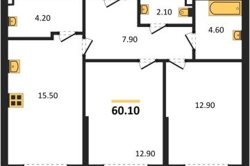 Фото №1: 2-комнатная квартира 60 м² - Краснодар, мкр. Догма Парк, 