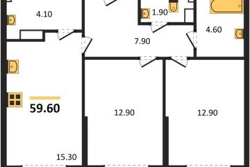 Фото №1: 2-комнатная квартира 59 м² - Краснодар, мкр. Догма Парк, 