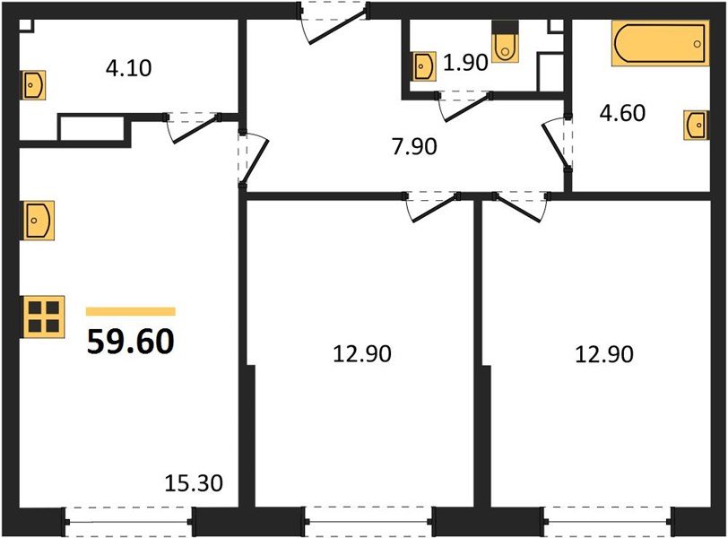Фото №1: 2-комнатная квартира 59 м² - Краснодар, Прикубанский внутригородской округ, мкр. Догма Парк
