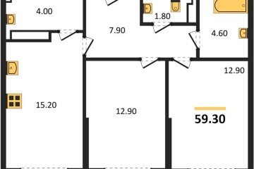 Фото №1: 2-комнатная квартира 59 м² - Краснодар, мкр. Догма Парк, 