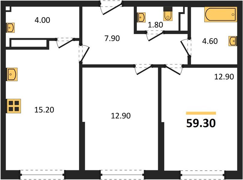 Фото №1: 2-комнатная квартира 59 м² - Краснодар, Прикубанский внутригородской округ, мкр. Догма Парк