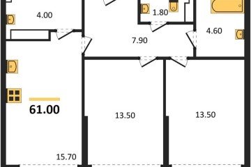 Фото №1: 2-комнатная квартира 61 м² - Краснодар, мкр. Догма Парк, 