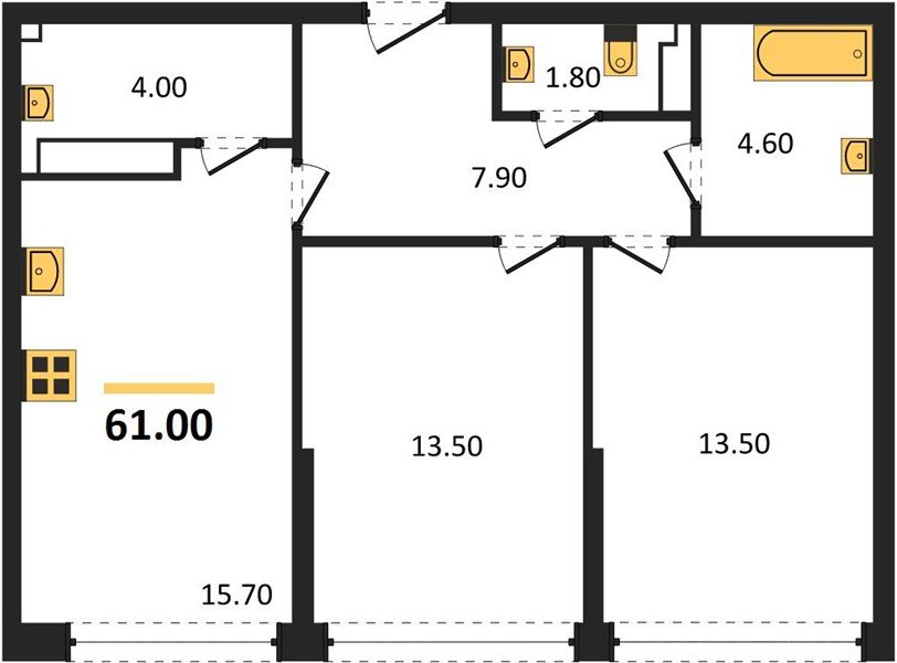 Фото №1: 2-комнатная квартира 61 м² - Краснодар, Прикубанский внутригородской округ, мкр. Догма Парк