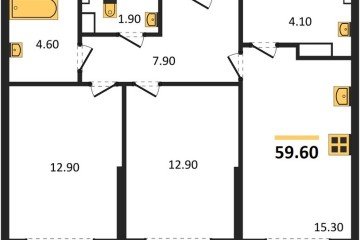 Фото №1: 2-комнатная квартира 59 м² - Краснодар, мкр. Догма Парк, 