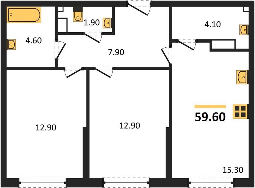 Фото №1: 2-комнатная квартира 59 м² - Краснодар, Прикубанский внутригородской округ, мкр. Догма Парк
