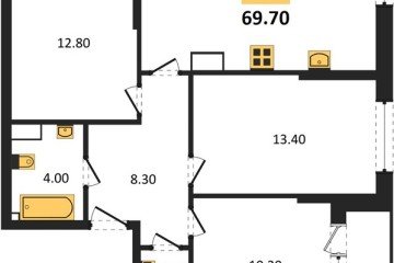 Фото №1: 3-комнатная квартира 69 м² - Краснодар, мкр. Догма Парк, 