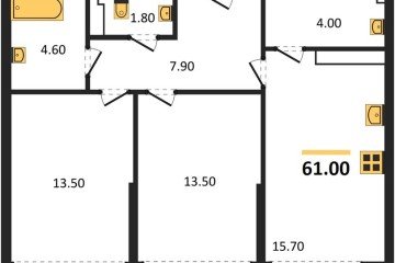 Фото №1: 2-комнатная квартира 61 м² - Краснодар, мкр. Догма Парк, 