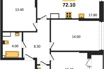 Фото №1: 3-комнатная квартира 72 м² - Краснодар, мкр. Догма Парк, 