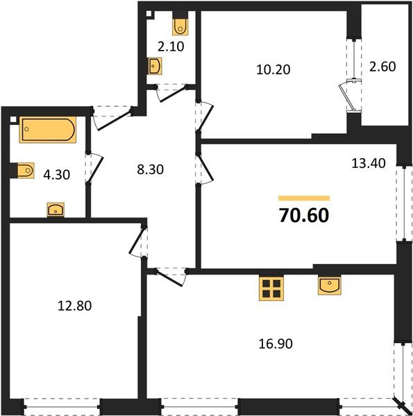 Фото №1: 3-комнатная квартира 70 м² - Краснодар, Догма Парк, мкр. Прикубанский внутригородской округ