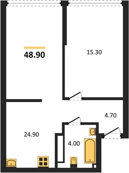 Фото №1: 1-комнатная квартира 48 м² - Краснодар, Догма Парк, мкр. Прикубанский внутригородской округ