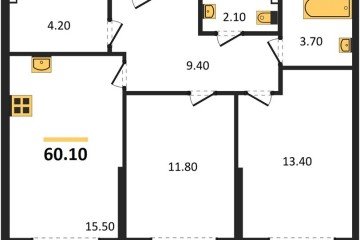 Фото №1: 2-комнатная квартира 60 м² - Краснодар, мкр. Прикубанский внутригородской округ, 