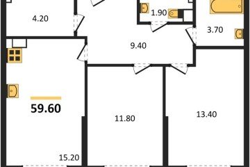 Фото №1: 2-комнатная квартира 59 м² - Краснодар, мкр. Прикубанский внутригородской округ, 