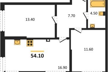 Фото №1: 2-комнатная квартира 54 м² - Краснодар, мкр. Догма Парк, 