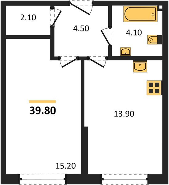 Фото №1: 1-комнатная квартира 39 м² - Краснодар, Прикубанский внутригородской округ, мкр. Догма Парк