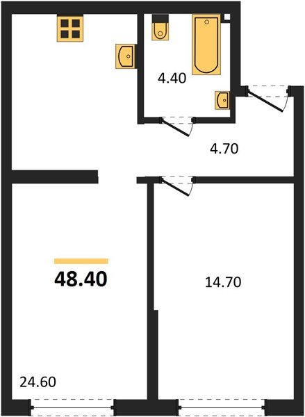 Фото №1: 1-комнатная квартира 48 м² - Краснодар, Прикубанский внутригородской округ, мкр. Догма Парк