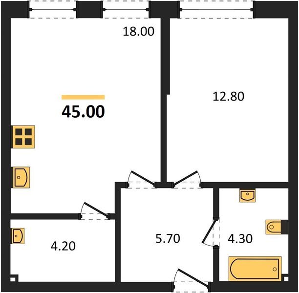 Фото №1: 1-комнатная квартира 45 м² - Краснодар, Прикубанский внутригородской округ, мкр. Догма Парк
