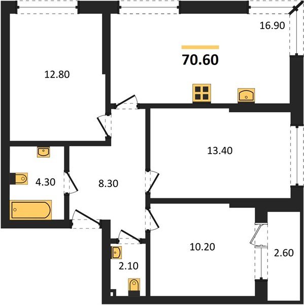 Фото №1: 3-комнатная квартира 70 м² - Краснодар, Прикубанский внутригородской округ, мкр. Догма Парк