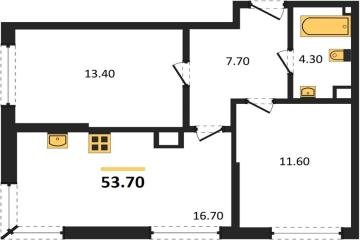 Фото №1: 2-комнатная квартира 53 м² - Краснодар, мкр. Догма Парк, 