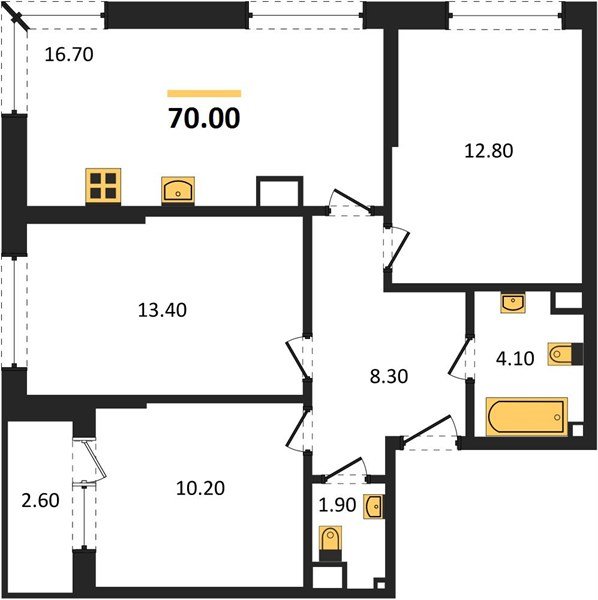 Фото №1: 3-комнатная квартира 70 м² - Краснодар, Прикубанский внутригородской округ, мкр. Догма Парк