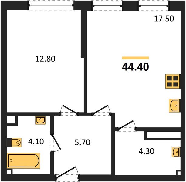 Фото №1: 1-комнатная квартира 44 м² - Краснодар, Прикубанский внутригородской округ, мкр. Догма Парк