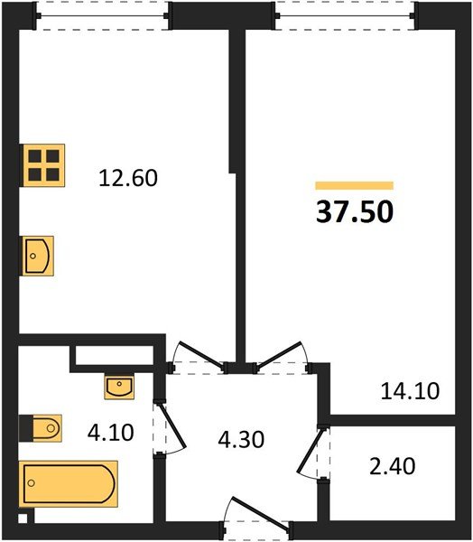 Фото №1: 1-комнатная квартира 37 м² - Краснодар, Прикубанский внутригородской округ, мкр. Догма Парк