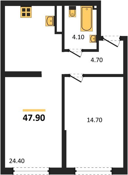 Фото №1: 1-комнатная квартира 47 м² - Краснодар, Прикубанский внутригородской округ, мкр. Догма Парк