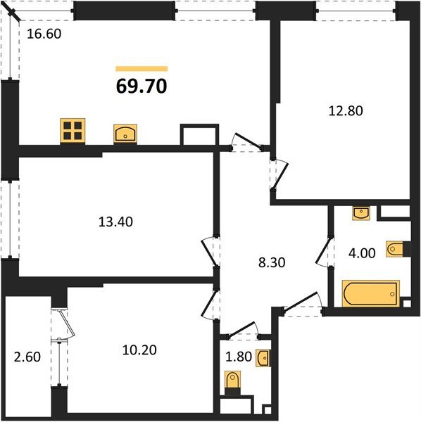 Фото №1: 3-комнатная квартира 69 м² - Краснодар, Прикубанский внутригородской округ, мкр. Догма Парк
