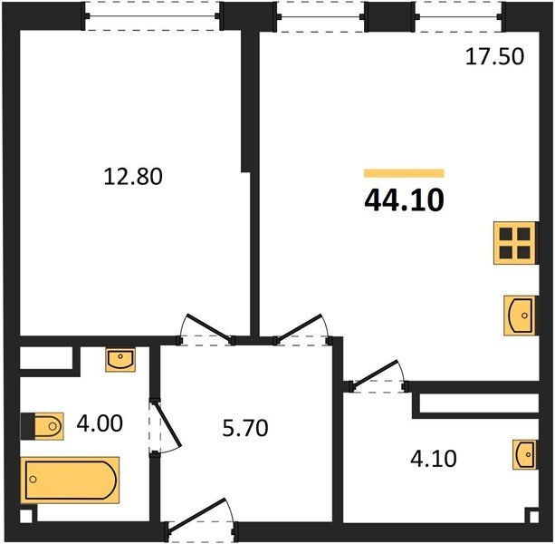 Фото №1: 1-комнатная квартира 44 м² - Краснодар, Прикубанский внутригородской округ, мкр. Догма Парк