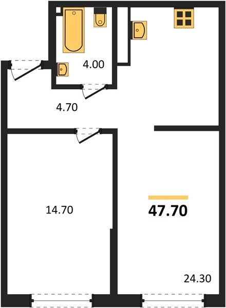 Фото №1: 1-комнатная квартира 47 м² - Краснодар, Прикубанский внутригородской округ, мкр. Догма Парк
